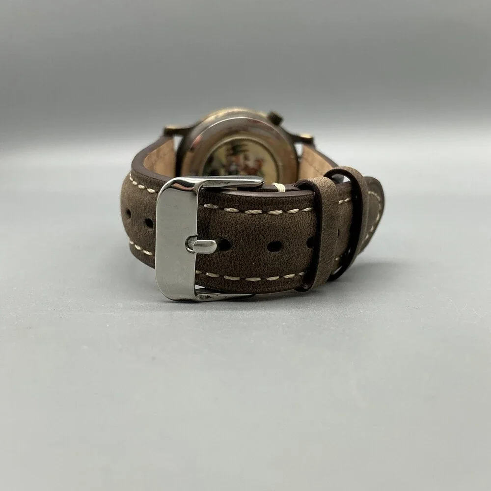 Womens Watch 33mm Beehive Bees Dial Gold Tone Brown Leather New Battery